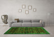 Machine Washable Abstract Green Modern Area Rugs in a Living Room,, wshabs2358grn