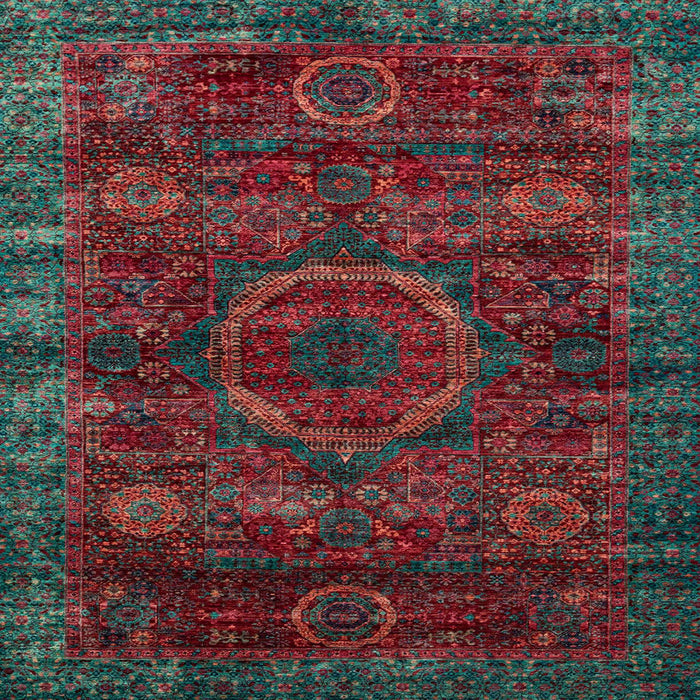 Square Machine Washable Abstract Cranberry Red Rug, wshabs2358
