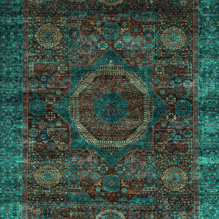 Machine Washable Abstract Turquoise Modern Area Rugs, wshabs2358turq