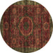 Round Machine Washable Abstract Brown Modern Rug, wshabs2358brn