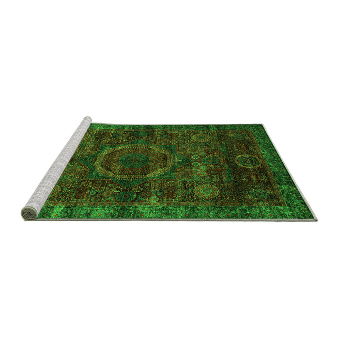 Sideview of Machine Washable Abstract Green Modern Area Rugs, wshabs2358grn