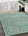 Machine Washable Abstract -Sea Green Rug in a Family Room, wshabs2359