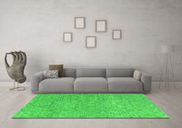 Machine Washable Abstract Green Modern Rug, wshabs2359grn