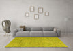 Machine Washable Abstract Yellow Modern Rug in a Living Room, wshabs2359yw