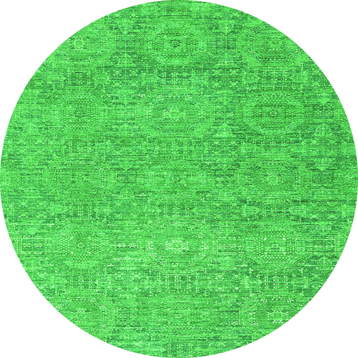 Round Machine Washable Abstract Green Modern Area Rugs, wshabs2359grn