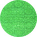 Round Machine Washable Abstract Green Modern Area Rugs, wshabs2359grn