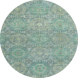Round Abstract Green Modern Rug, abs2359