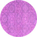 Round Machine Washable Abstract Pink Modern Rug, wshabs2359pnk