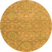 Round Abstract Orange Modern Rug, abs2359org