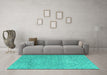 Machine Washable Abstract Turquoise Modern Area Rugs in a Living Room,, wshabs2359turq