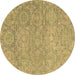 Round Abstract Brown Modern Rug, abs2359brn