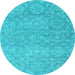 Round Abstract Light Blue Modern Rug, abs2359lblu