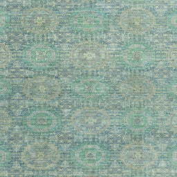 Square Machine Washable Abstract -Sea Green Rug, wshabs2359