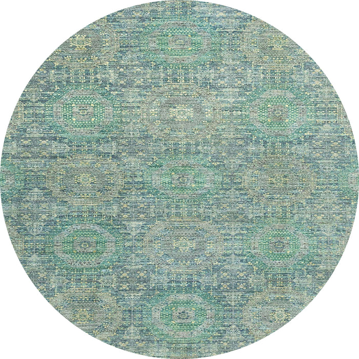 Round Machine Washable Abstract -Sea Green Rug, wshabs2359