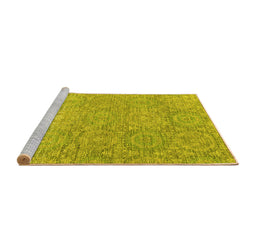 Sideview of Machine Washable Abstract Yellow Modern Rug, wshabs2359yw