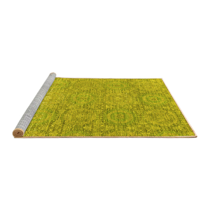 Sideview of Machine Washable Abstract Yellow Modern Rug, wshabs2359yw