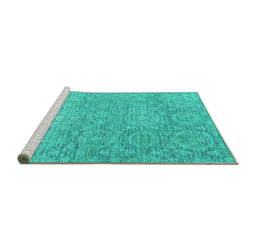Sideview of Machine Washable Abstract Turquoise Modern Area Rugs, wshabs2359turq