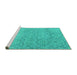 Sideview of Machine Washable Abstract Turquoise Modern Area Rugs, wshabs2359turq