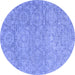 Round Machine Washable Abstract Blue Modern Rug, wshabs2359blu