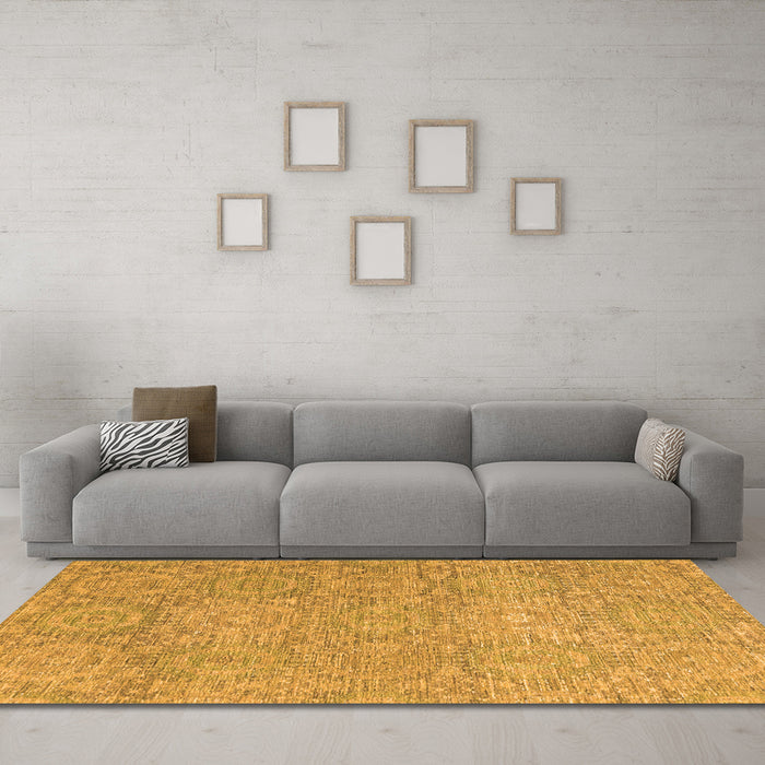 Machine Washable Abstract Orange Modern Area Rugs in a Living Room, wshabs2359org