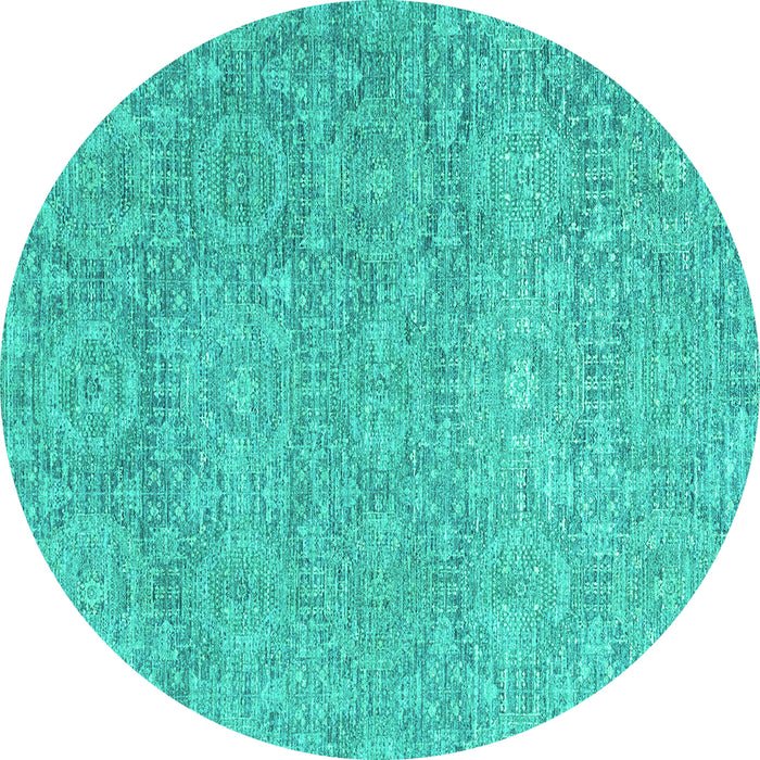 Round Abstract Turquoise Modern Rug, abs2359turq