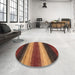 Round Machine Washable Abstract Saffron Red Rug in a Office, wshabs235