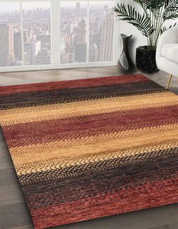 Machine Washable Abstract Saffron Red Rug in a Family Room, wshabs235