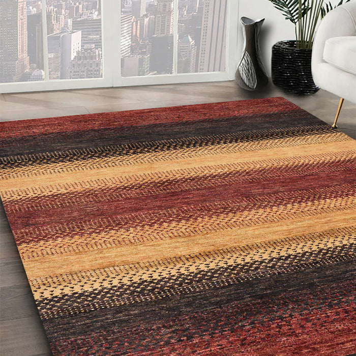 Machine Washable Abstract Saffron Red Rug in a Family Room, wshabs235
