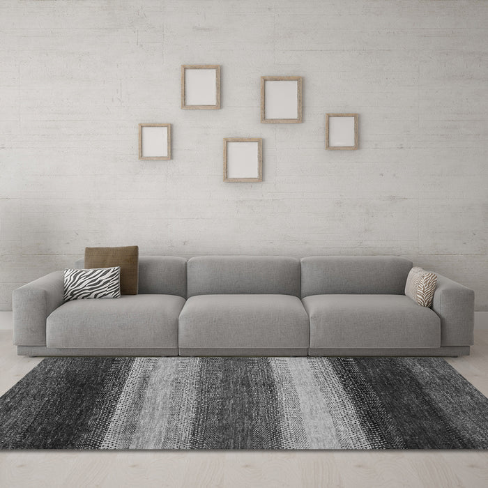 Machine Washable Abstract Gray Modern Rug in a Living Room,, wshabs235gry