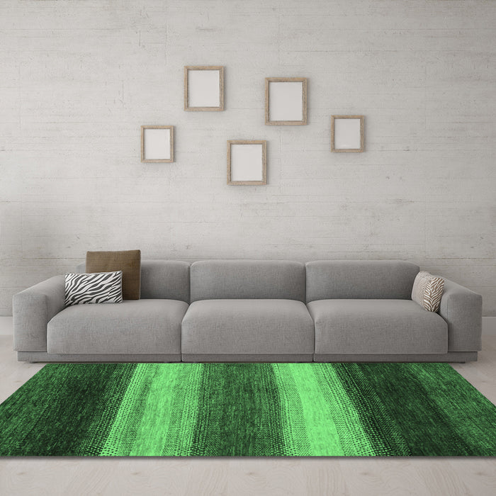 Machine Washable Abstract Emerald Green Modern Area Rugs in a Living Room,, wshabs235emgrn