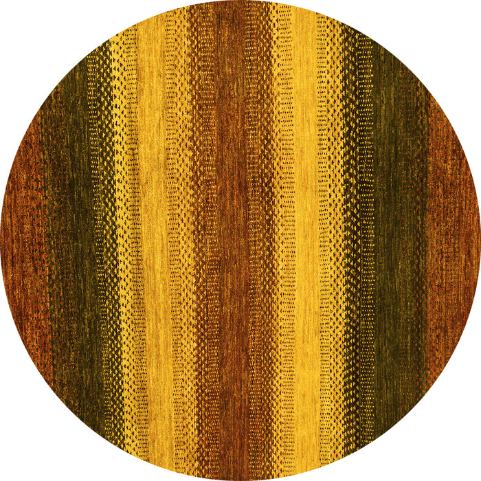 Round Abstract Yellow Modern Rug, abs235yw
