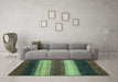 Machine Washable Abstract Turquoise Modern Area Rugs in a Living Room,, wshabs235turq