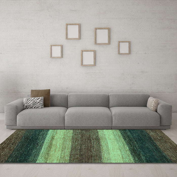 Machine Washable Abstract Turquoise Modern Area Rugs in a Living Room,, wshabs235turq