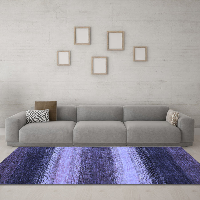 Machine Washable Abstract Blue Modern Rug in a Living Room, wshabs235blu