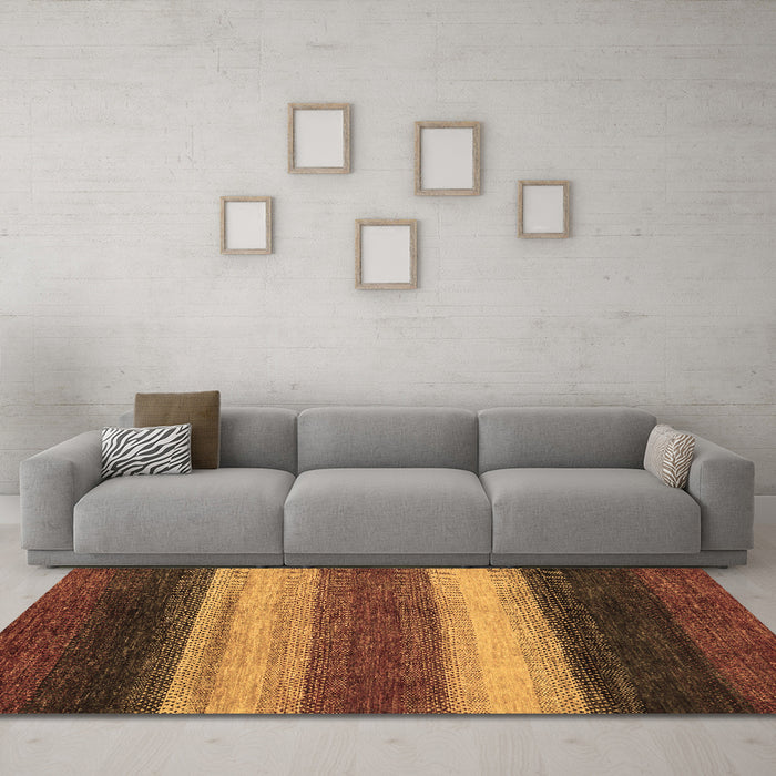 Machine Washable Abstract Brown Modern Rug in a Living Room,, wshabs235brn