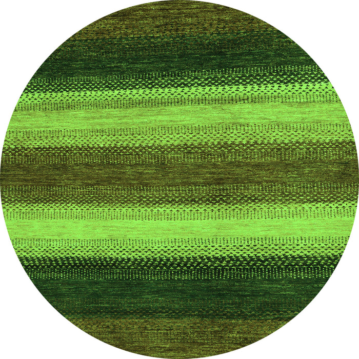 Round Machine Washable Abstract Green Modern Area Rugs, wshabs235grn