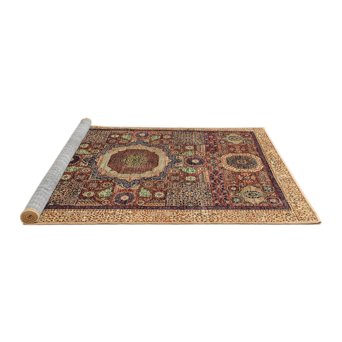 Sideview of Machine Washable Abstract Red Brown Rug, wshabs2360