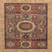 Square Machine Washable Abstract Red Brown Rug, wshabs2360