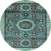 Round Machine Washable Abstract Light Blue Modern Rug, wshabs2360lblu