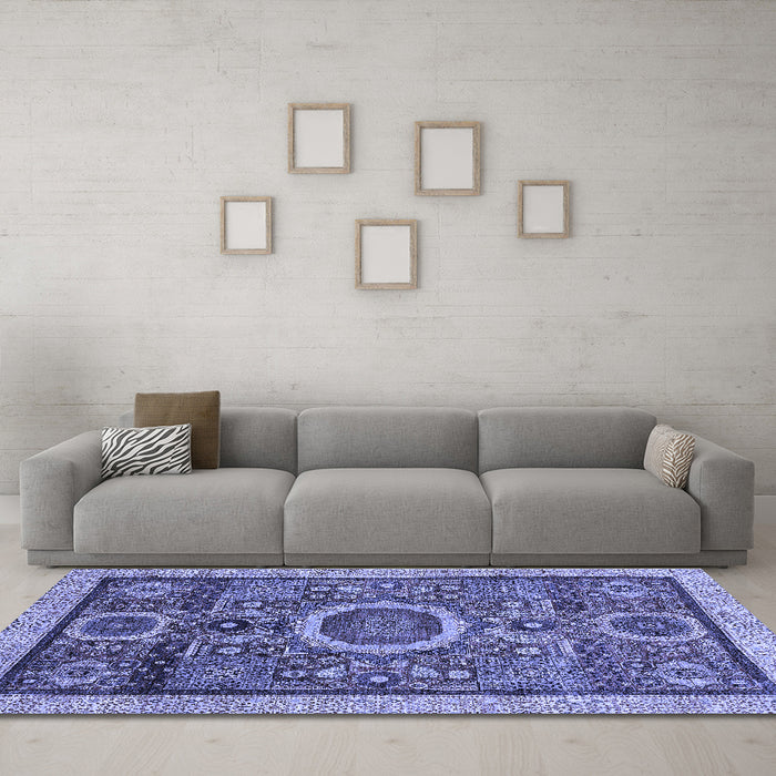 Machine Washable Abstract Blue Modern Rug in a Living Room, wshabs2360blu