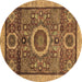 Round Machine Washable Abstract Brown Modern Rug, wshabs2360brn