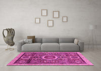 Machine Washable Abstract Pink Modern Rug, wshabs2360pnk