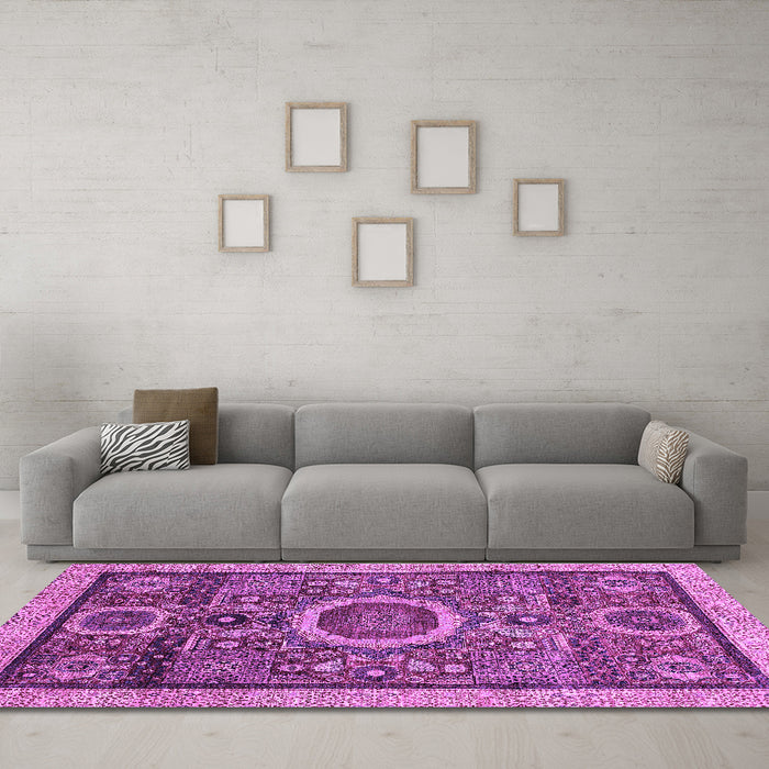 Machine Washable Abstract Purple Modern Area Rugs in a Living Room, wshabs2360pur