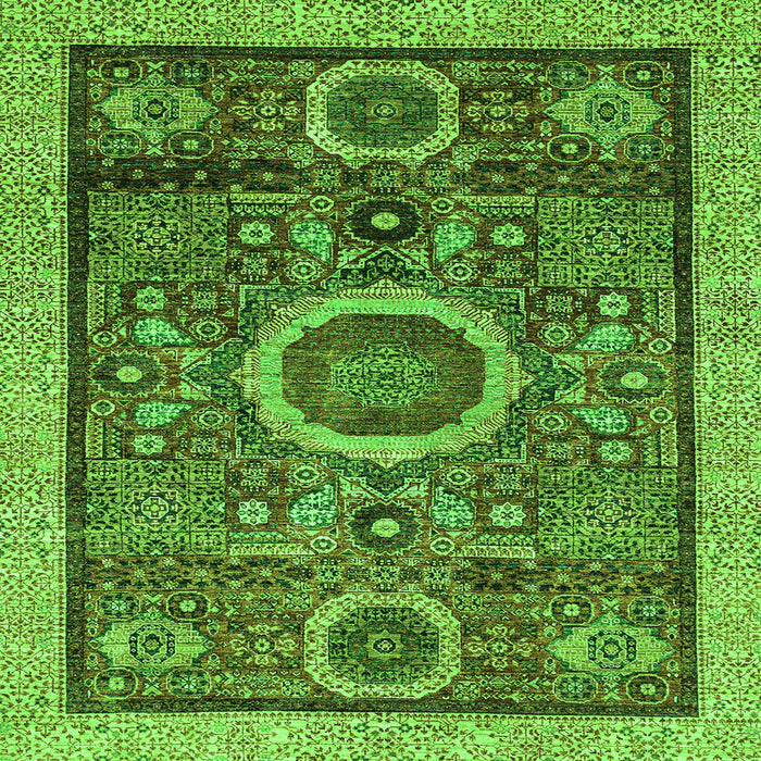 Square Abstract Green Modern Rug, abs2360grn