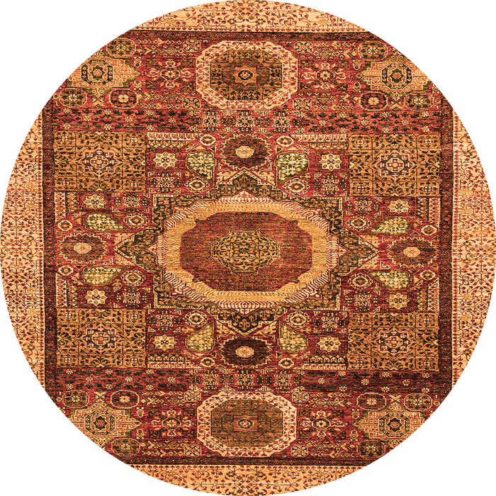 Round Abstract Orange Modern Rug, abs2360org