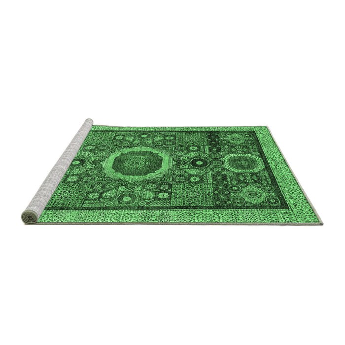 Sideview of Machine Washable Abstract Emerald Green Modern Area Rugs, wshabs2360emgrn