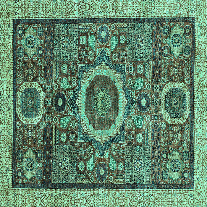 Square Machine Washable Abstract Turquoise Modern Area Rugs, wshabs2360turq