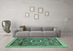 Machine Washable Abstract Turquoise Modern Area Rugs in a Living Room,, wshabs2360turq