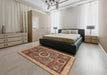 Abstract Red Brown Modern Rug in a Bedroom, abs2360