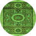 Round Machine Washable Abstract Green Modern Area Rugs, wshabs2360grn